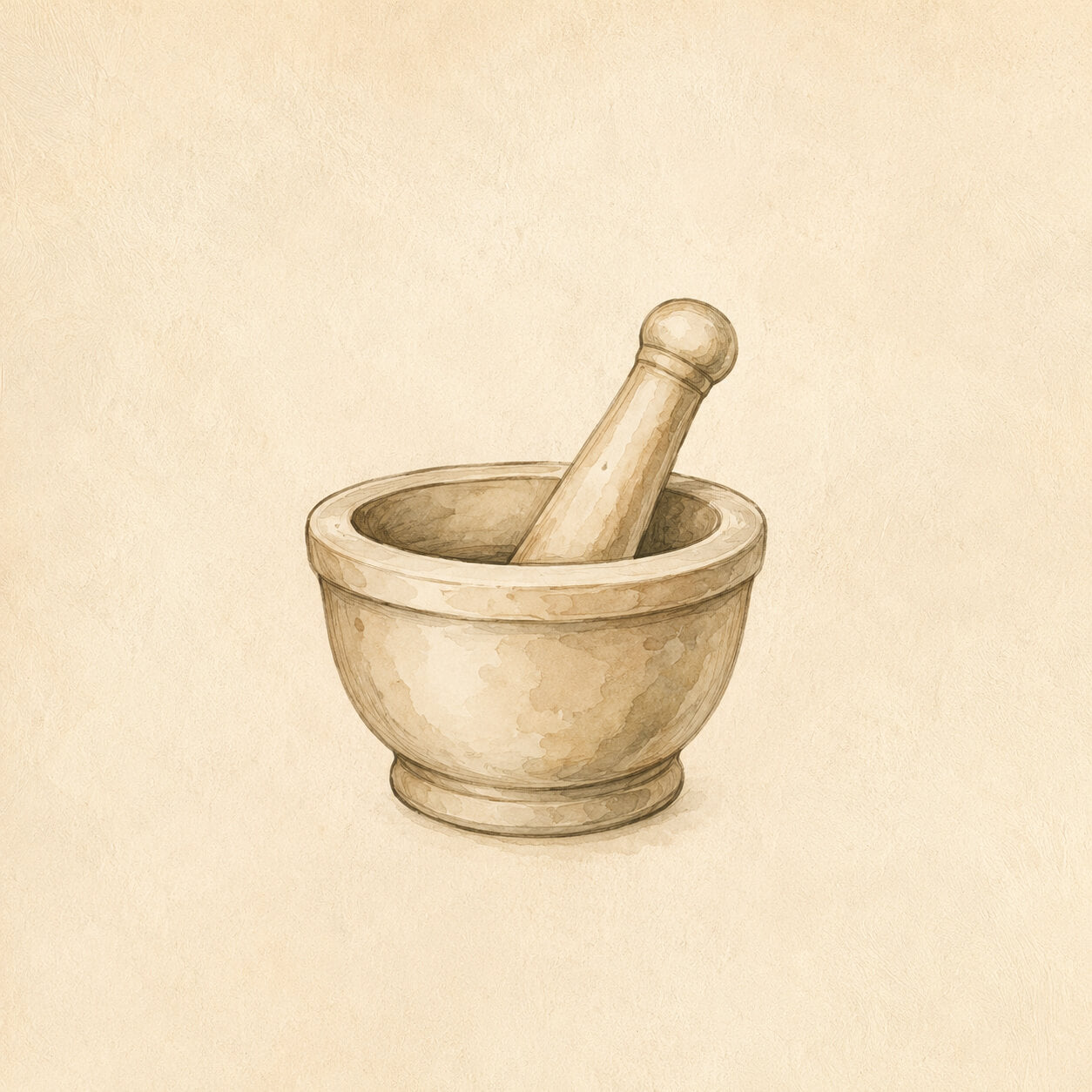 Mortar and pestle on a beige background